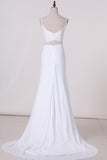 2024 Two-Piece Spaghetti Straps Wedding Dresses A Line Chiffon PFHCJ5JR