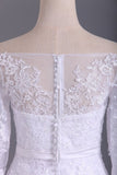 2024 Shiny Wedding Dresses Bateau Half Length Sleeve A Line PLG2C7EY