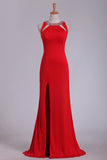 2024 Sexy Open Back Prom Dresses Scoop Spandex With Beads And P7QNZCEB