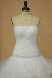 2024 Wedding Dresses A Line Scalloped Neck Tulle With Ruffles PQHLYXYZ