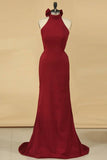 2024 Sexy Open Back High Neck Prom PEGQADXS