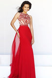 Stunning Prom Dresses Champagne Beaded Bodice And Back A-Line Scoop PJC8TKJS