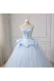 Sweetheart Ball Gown Beading Tulle Prom Dress Court Train Quinceanera STIP5FLTMDC