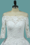 2024 Wedding Dresses A Line Mid-Length Sleeves Tulle PL8TKD7H