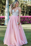 2024 Spaghetti Straps Prom Dresses Beaded Bodice Tulle Floor P98L8CMD