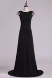 2024 Evening Dresses Bateau Mermaid Spandex With Beads Open P9L139C5