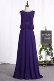 2024 Chiffon Scoop A Line Floor Length Prom Dresses PJTT73XX