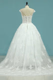 2024 Wedding Dresses Short Sleeves Scoop A Line Tulle PY237G8N