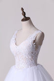 2024 V Neck With Applique Wedding Dresses Tulle A Line PMCZ4NRL