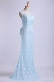 2024 Bateau Prom Dresses Lace Sheath Floor Length With PFMSA4JJ