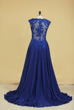 2024 Prom Dresses A Line V Neck With Applique P1578P5C