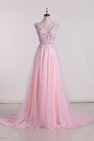 2024 Prom Dresses V Neck Beaded Bodice Open PYG5QDB1