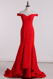 2024 Mermaid New Arrival Off The Shoulder Satin Evening Dresses PKTR6YGN