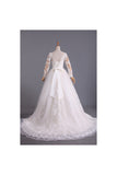 2024 Bateau Wedding Dresses 3/4 Length Sleeve With Applique PKN2PSHJ