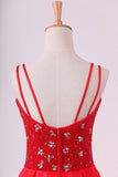 2024 Spaghetti Straps Prom Dresses A Line Beaded Bodice Floor PLSDLXMJ