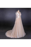 Sexy Sheer Neck Long Sleeves Tulle Wedding Dress Charming Tulle Bridal Dress P6CJDMAJ