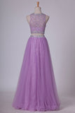 2024 Two Pieces Bateau Prom Dress A Line With PGHZSY5S