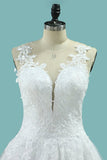 2024 Wedding Dresses A Line Scoop Tulle With Applique PNRZCK8N