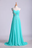 2024 Prom Dress One Shoulder Ruffled Bodice With Rhinestone PRG4E26N