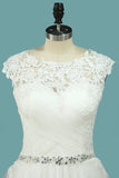 2024 Wedding Dresses Scoop Tulle With Applique And Ruffles PNGTKKFK