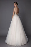 2024 Tulle Spaghetti Straps Wedding Dresses A Line With Beads And PTGELCL1