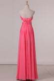 2024 Sweetheart A Line Prom Dresses Chiffon With Beads PKPJ15M8