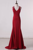 2024 Spandex V Neck With Beading Prom PEM7AGS7