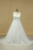 2024 Wedding Dresses A Line V Neck With Applique P31BG4Q4