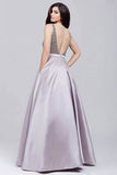 2024 A-Line Prom Dresses Beaded Bodice Satin A Line P2FJLB5H