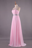 2024 Bateau Princess Sweep Train Prom Dresses Tulle And Chiffon PGANFY8G