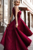 2024 Burgundy/Maroon Lace Halter Prom Dress P4H3BXE9