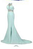 Elegant Beading Open Back Long Mermaid Prom Dresses Evening Dresses