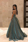 Sparkly Spaghetti Straps Prom Dresses Backless Ball Gown