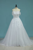 2024 A Line Wedding Dresses Scoop Tulle With Applique PTEX1PLB