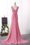 2024 Sexy Open Back V Neck Chiffon Mermaid Sweep PTH4G7SQ