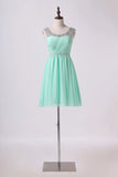 2024 Homecoming Dresses Bateau Short/Mini Chiffon With Beading And PE7YJ8ME