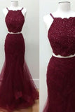 2024 Spaghetti Straps Evening Dresses Mermaid Floor Length Tulle P6AJL5GF