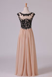 2024 Two-Tone Prom Dresses Scoop A-Line Chiffon With Black PQHJ91ZQ