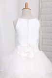 2024 Tulle With Ruffles And Handmade Flower A Line Flower PHF61GBB