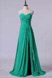 2024 Sweetheart Neckline Chic Dress Pleated Bodice A Line Chiffon PFYJC2GX