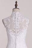 2024 Wedding Dress A Line V-Neck Lace And Tulle With Applique P8AS6HLL