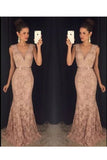 2024 V Neck Prom Dresses Mermaid Lace With Beading And Sash PNFJ4MNX