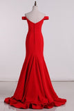 2024 Mermaid New Arrival Off The Shoulder Satin Evening Dresses PKTR6YGN