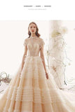 2024 Ball Gown Wedding Dresses High Neck Top Quality Tulle Lace PCG4221E