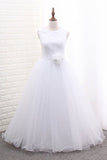 2024 A Line Scoop Flower Girl Dresses Tulle With Handmade Flower PZ3EG9FN