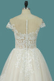 2024 A Line Tulle Wedding Dresses Scoop Cap Sleeve PQ25TFEY