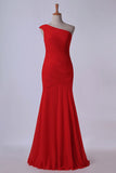 2024 Bridesmaid Dresses One Shoulder Trumpet/Mermaid Chiffon Floor PGSTSL8F