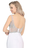 2024 Spandex V Neck Beaded Bodice Mermaid Sweep PFT34XTN