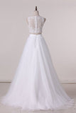 2024 Two-Piece Scoop A Line Wedding Dresses Tulle P1B53SPH