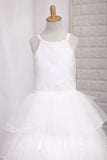 2024 Tulle With Ruffles And Handmade Flower A Line Flower PHF61GBB